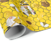 Honey Bumble Bee Gnome Pattern Cadeaupapier (Rol Hoek)