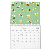 Honey Bumble Bee Green Pattern 2026 Kalender (Feb 2027)