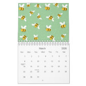 Honey Bumble Bee Green Pattern 2026 Kalender (Mar 2026)