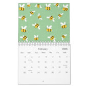 Honey Bumble Bee Green Pattern 2026 Kalender (Feb 2026)