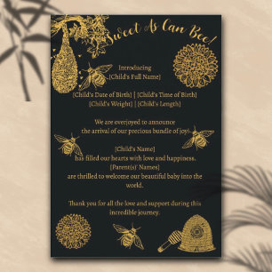  Honey Bumblebee Black Geboorte Aankondiging