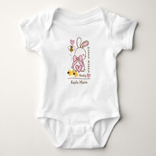 Honey Bunny Baby – Custom One-Piece Baby Bodysuit (Voorkant)