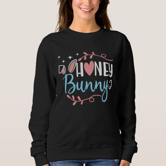 Honey Bunny Cute Trendy Girly Easter Sunday Rabbit Trui (Voorkant)