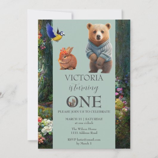 Honey Bunny en Boo Beer 1e verjaardag Kaart (Voorkant)