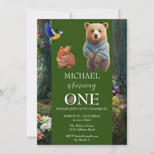 Honey Bunny en Boo Beer 1e Verjaardag Kaart (Voorkant)