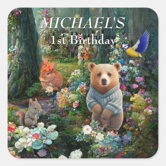 Honey Bunny en Boo Beer Vierkante Sticker (Voorkant)