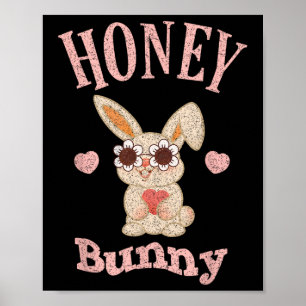 Honey Bunny Retro Easter Schattige Konijn Vrouwen Poster