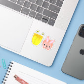 Honey Bunny Schattig & Grappig Konijn Dierenliefhe Sticker (Laptop met iPhone)