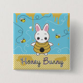 Honey Bunny Vierkante Button 5,1 Cm (Voorkant)