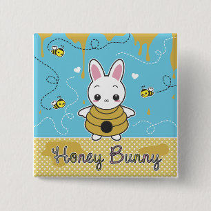 Honey Bunny Vierkante Button 5,1 Cm