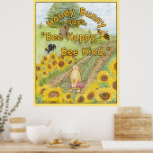 Honey Bunny zegt "Bee Happy, Bee Kind" Poster (Keuken)