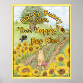 Honey Bunny zegt "Bee Happy, Bee Kind" Poster (Voorkant)