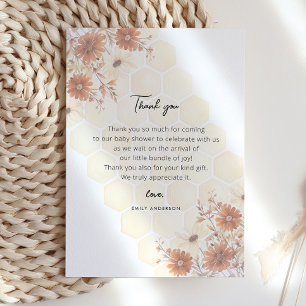 Honey Buzzy Boho Wildflower Girls Baby shower Bedankkaart
