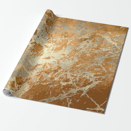 Honey Champaigne Gold Marble Shiny Metallic Stroke Cadeaupapier (Uitgerold)