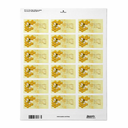 Honey Comb 3D Whimsey Etiket (Full Sheet)