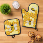 Honey Comb 3D Whimsey Ovenwant & Pannenlap Set (Top down)