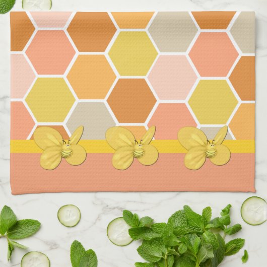 Honey Comb Bumble Bee Kitchen Towel Theedoek (Gevouwen)