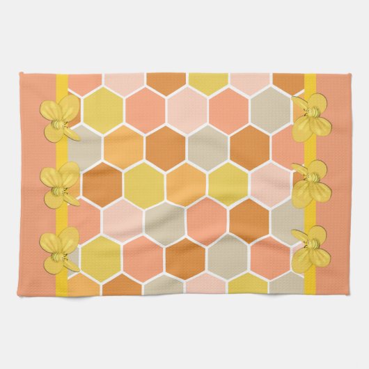 Honey Comb Bumble Bee Kitchen Towel Theedoek (Horizontaal)