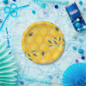 Honey Comb Bumble Bee Papieren Bordje (Feest)