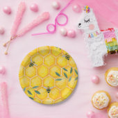 Honey Comb Bumble Bee Papieren Bordje (Feest)