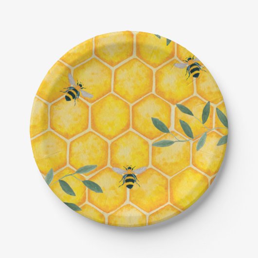 Honey Comb Bumble Bee Papieren Bordje (Voorkant)