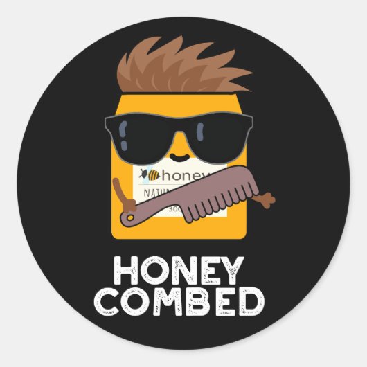 Honey Combed Funny Honey Pun Dark BG Ronde Sticker (Voorkant)