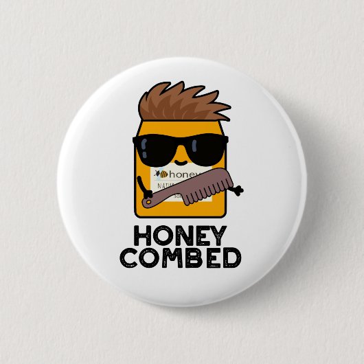 Honey Combed Funny Honey Pun Ronde Button 5,7 Cm (Voorkant)