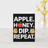 Honey Dip Repeat Funny Rosh Hashanah Jewish New Ye Kaart (Gele Bloem)
