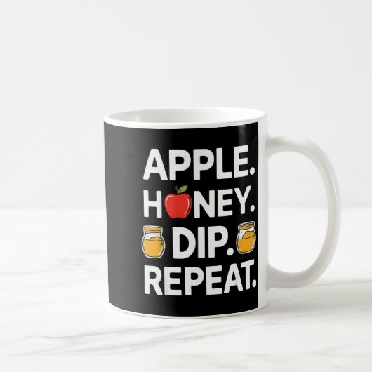 Honey Dip Repeat Funny Rosh Hashanah Jewish New Ye Koffiemok (Rechts)