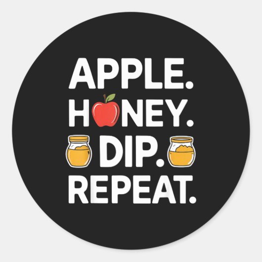 Honey Dip Repeat Funny Rosh Hashanah Jewish New Ye Ronde Sticker (Voorkant)