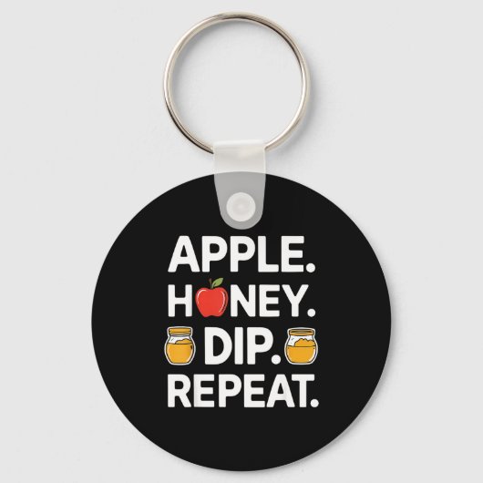 Honey Dip Repeat Funny Rosh Hashanah Jewish New Ye Sleutelhanger (Voorkant)