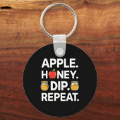Honey Dip Repeat Funny Rosh Hashanah Jewish New Ye Sleutelhanger (Voorkant)