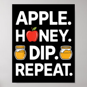 Honey Dip Repeat Grappige Rosh Hashanah Joodse Nie Poster