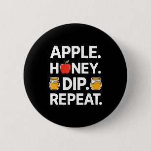 Honey Dip Repeat Grappige Rosh Hashanah Joodse Nie Ronde Button 5,7 Cm