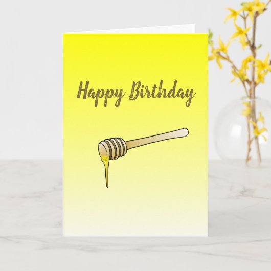 Honey Dipper Verjaardag Kaart (Gele Bloem)
