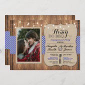 Honey Do BBQ Couples Shower Blue I DO Photo Invite Kaart (Voorkant / Achterkant)