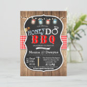 Honey Do BBQ Couples Verloving Invitation Kaart (Staand voorkant)