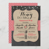 Honey Do BBQ Engagement Party I DO douche Invite Kaart (Voorkant / Achterkant)