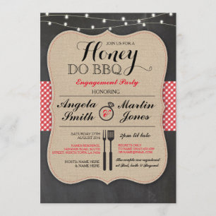 Honey Do BBQ Engagement Party I DO douche Invite Kaart
