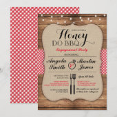 Honey Do BBQ Engagement Party Ik DOE douche Uitnod Kaart (Voorkant / Achterkant)