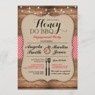 Honey Do BBQ Engagement Party Ik DOE douche Uitnod Kaart