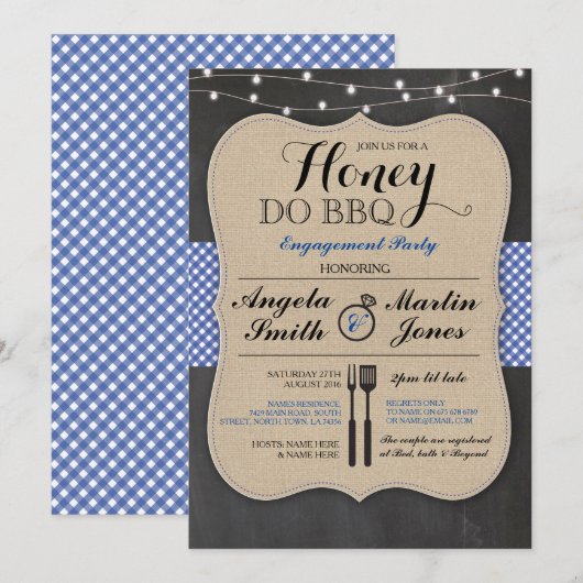 Honey Do BBQ Engagement Party Kaart (Voorkant / Achterkant)