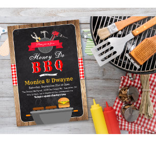 Honey Do BBQ Koppel Verlovingsuitnodiging Kaart