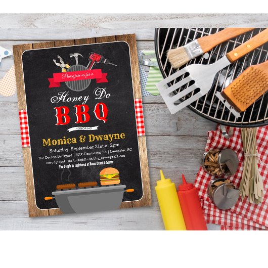 Honey Do BBQ Koppel Verlovingsuitnodiging Kaart