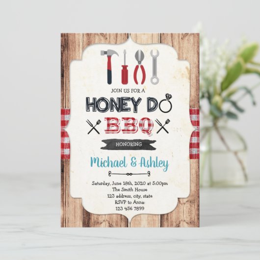 Honey do bbq partijuitnodiging kaart (Staand voorkant)
