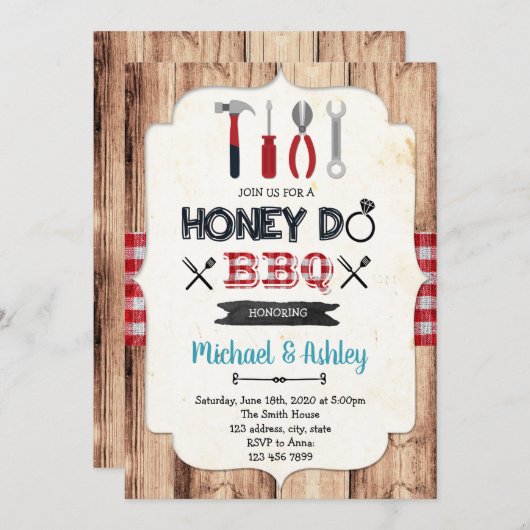 Honey do bbq partijuitnodiging kaart (Voorkant / Achterkant)