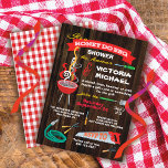 Honey do BBQ Party Invitation Kaart<br><div class="desc">Honey do BBQ achtertuin barbecue party. Met een retro grill,  gereedschap en een leuke typografie op een roerige donkere houten achtergrond. De achterkant is met rode gingham. Geweldig voor een zomerverlovingsfeest,  douche!</div>