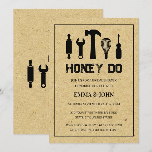 Honey Do Bruiloft Bridal Shower Kaart (Voorkant / Achterkant)