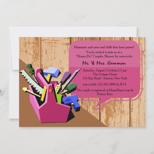 Honey-Do Couples Shower Invitation Kaart (Voorkant)