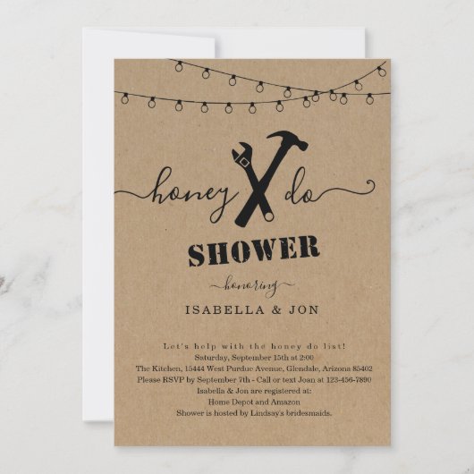 Honey Do Couples Shower of Groom Shower Invitation Kaart (Voorkant)